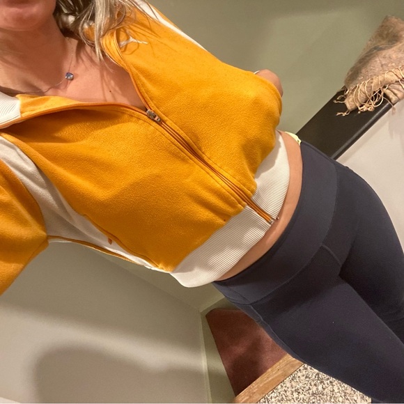 Puma Edition Marigold and White Terry Cropped T7 Track Jacket - Picture 2 of 7